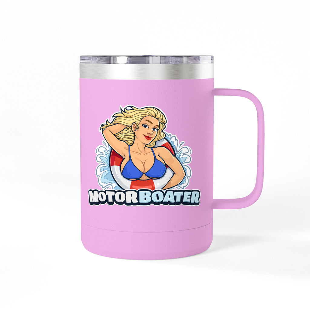 Motor Boater 15oz Travel Mug — Retro Pin-Up Boat Lover Tumbler