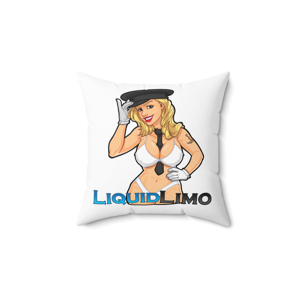 Pinup Chauffeur Pillow — Liquid Limo Logo Decorative Throw Pillow