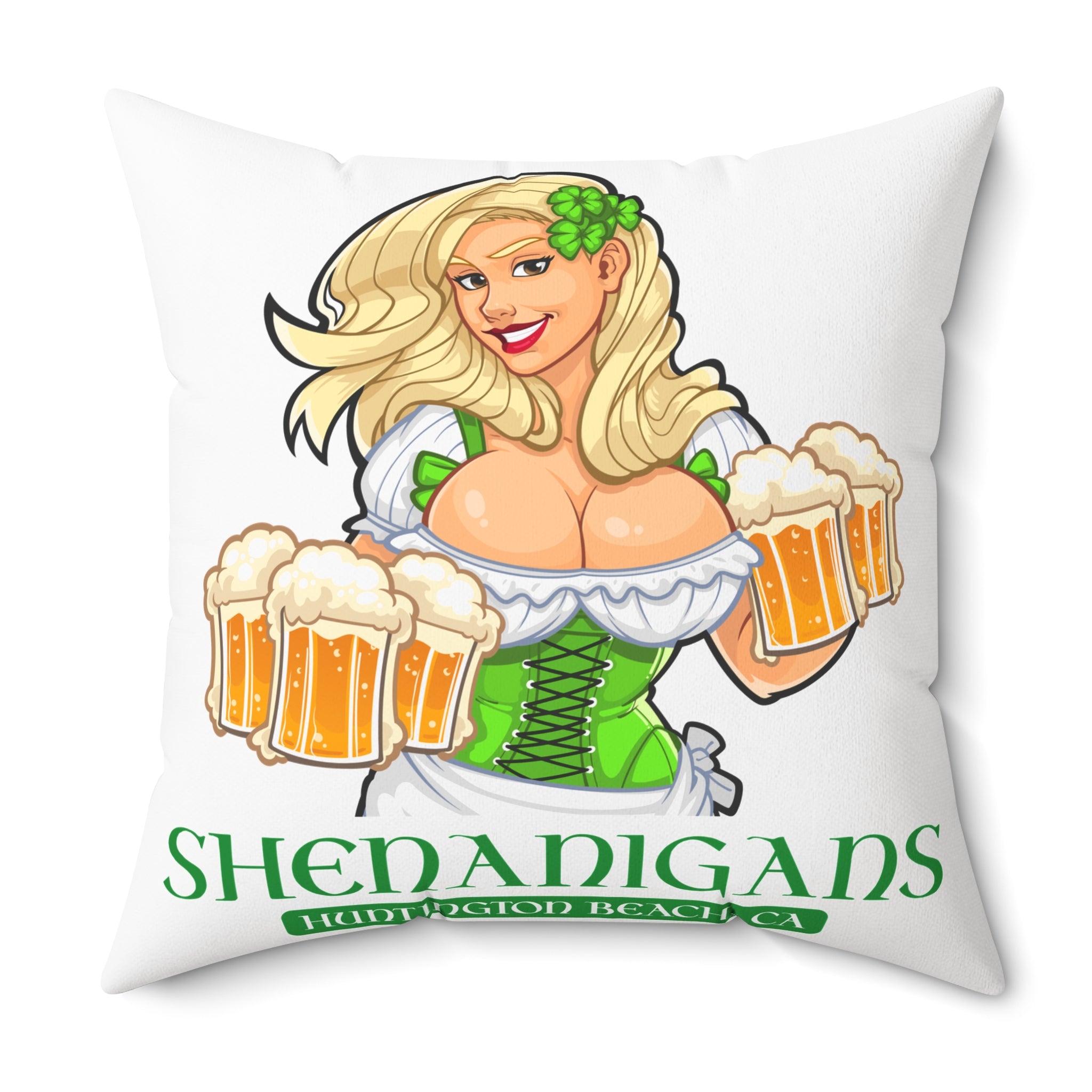 Pinup Chauffeur Pillow — Shenanigans Logo Decorative Throw Pillow
