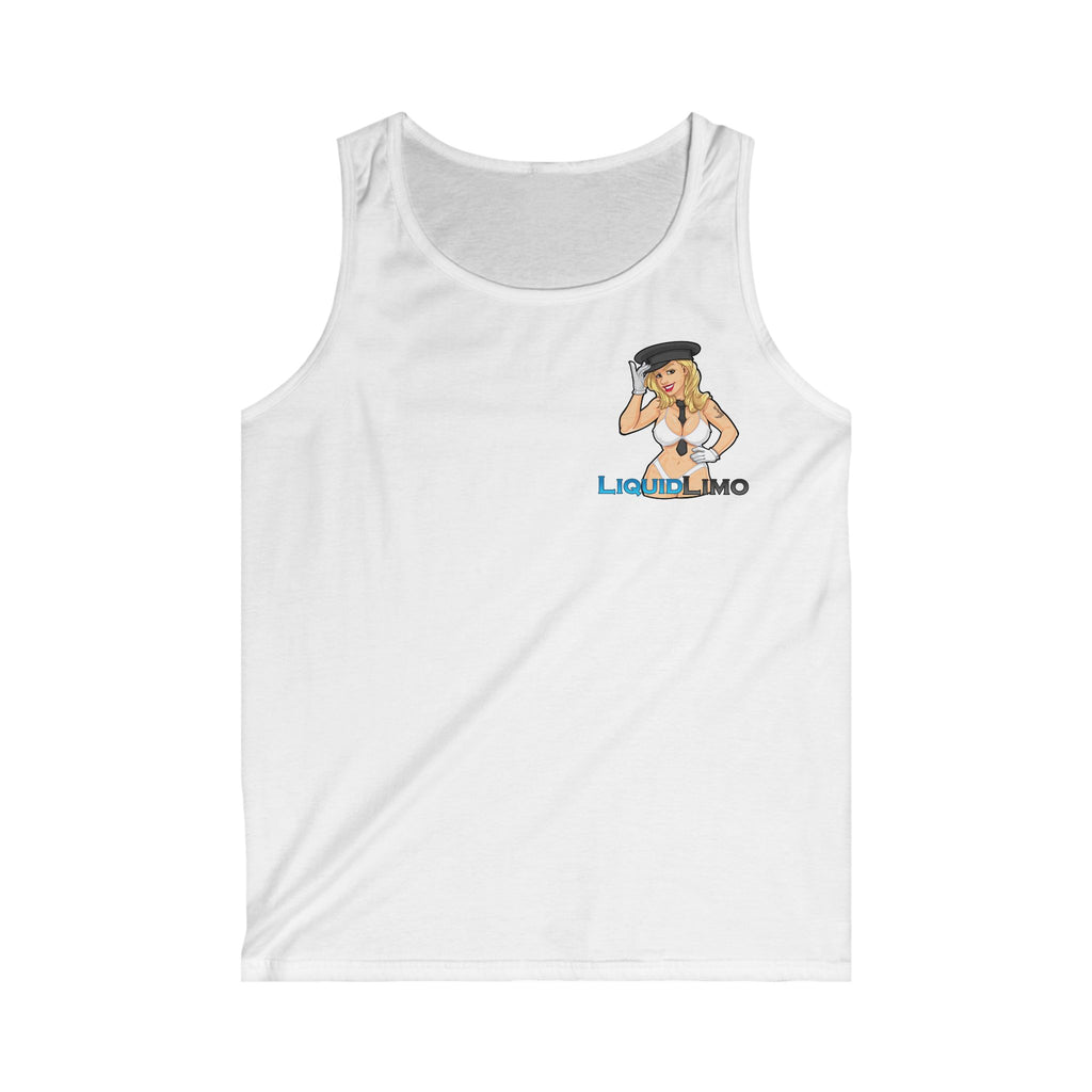 Liquid Limo Pinup Tank — Men's Novelty Crew Chauffeur Logo Tank Top