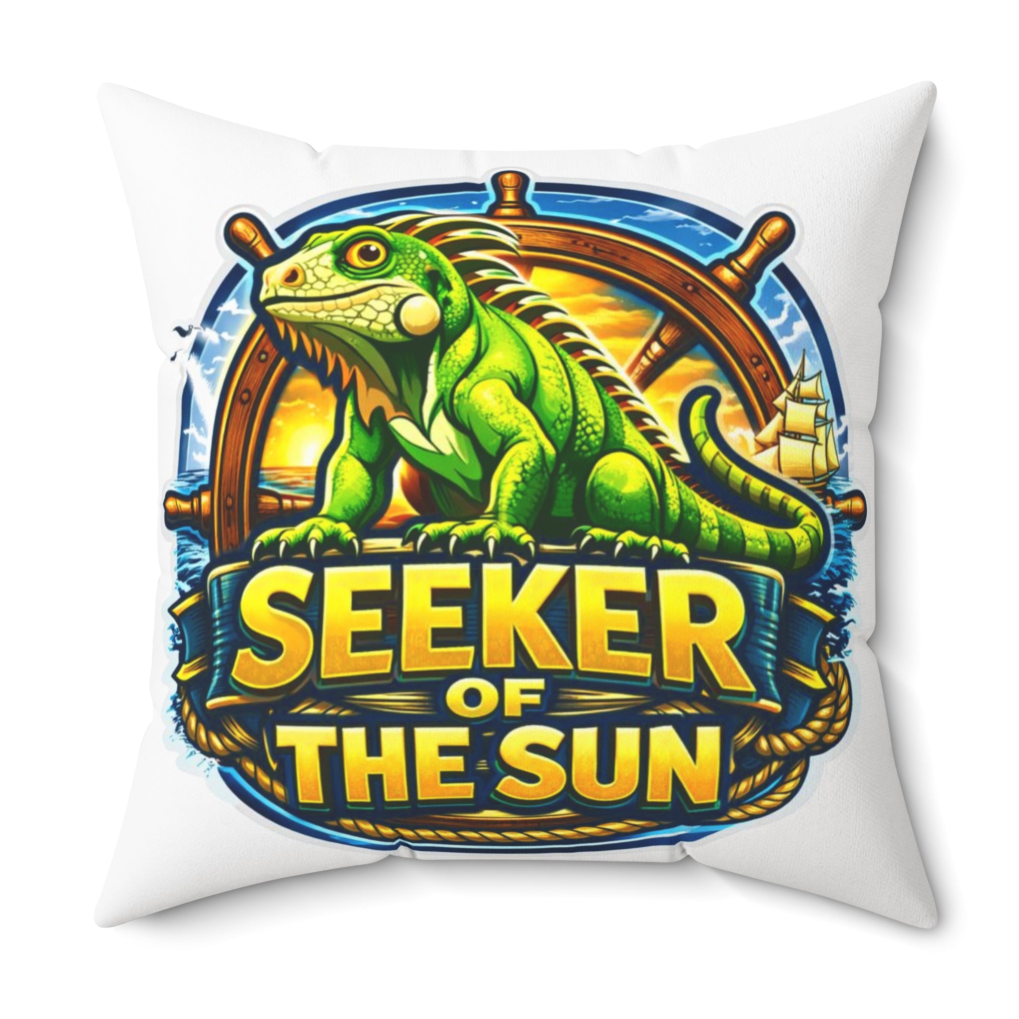 Pinup Chauffeur Pillow — Seeker of the Sun Logo Decorative Throw Pillow