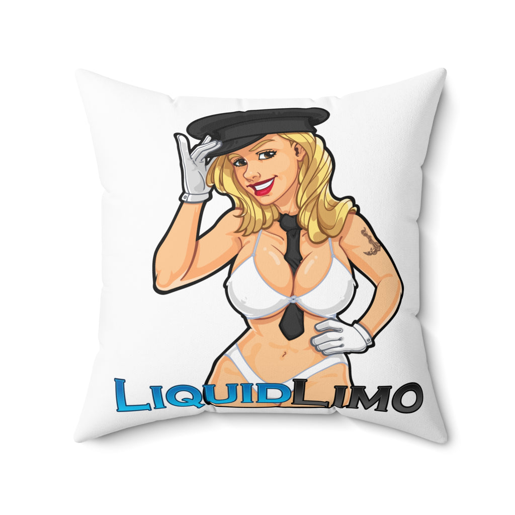 Pinup Chauffeur Pillow — Liquid Limo Logo Decorative Throw Pillow