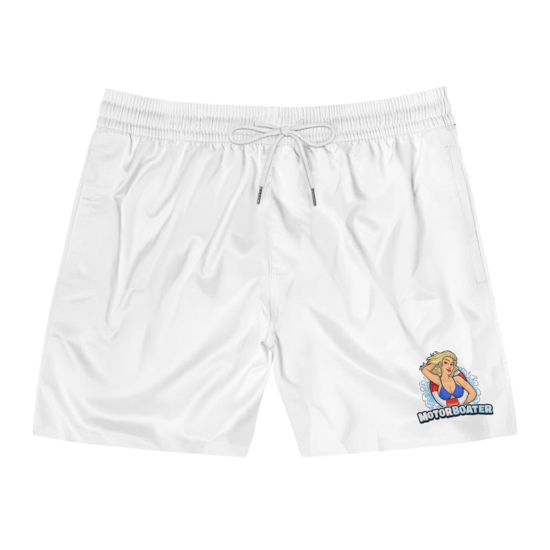 Motorboater Pin-Up Swim Shorts — Men's Mid-Length Beach Trunks
