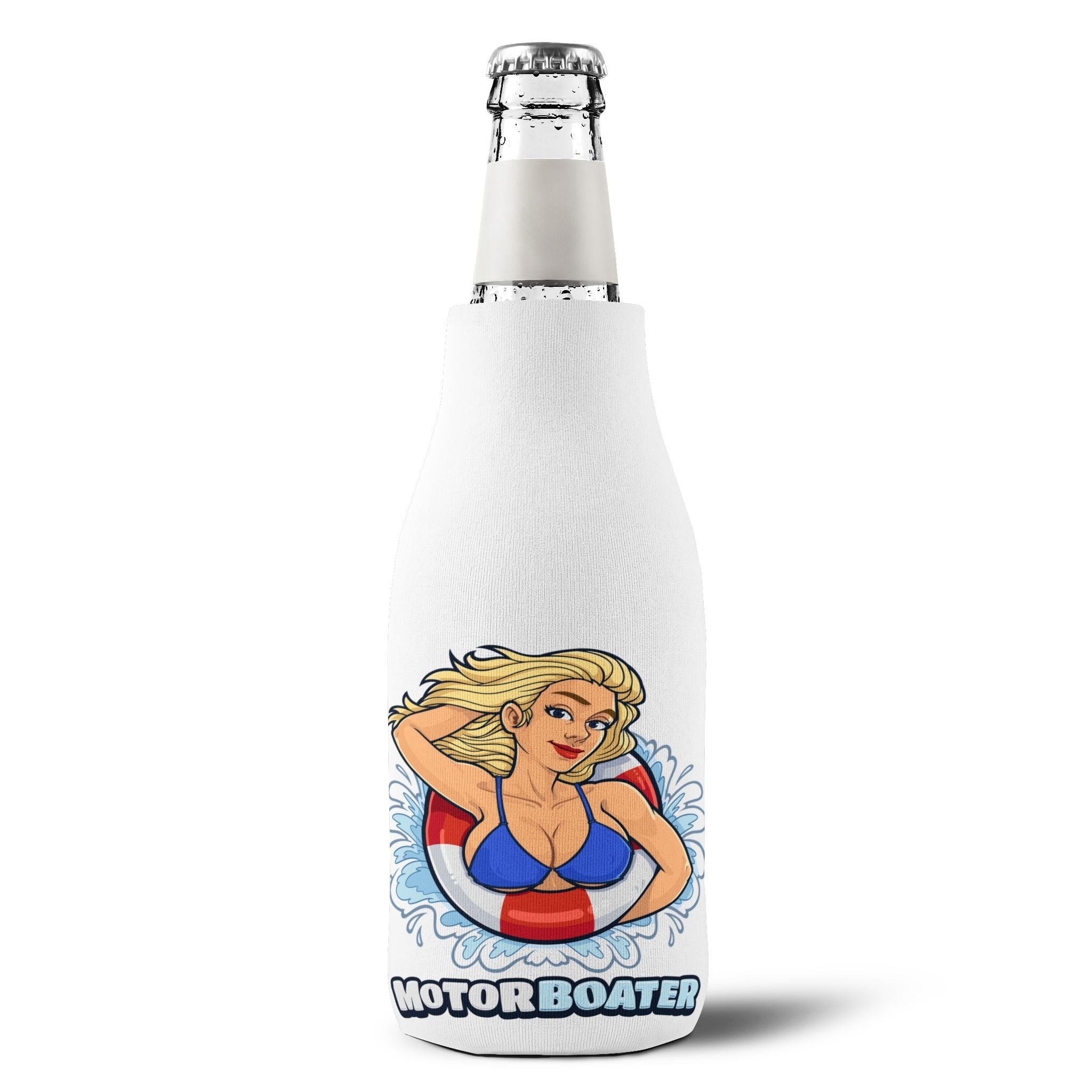 Motorboater Zip-Up Bottle Cooler Sleeve — Neoprene bottle Cooler with Logo
