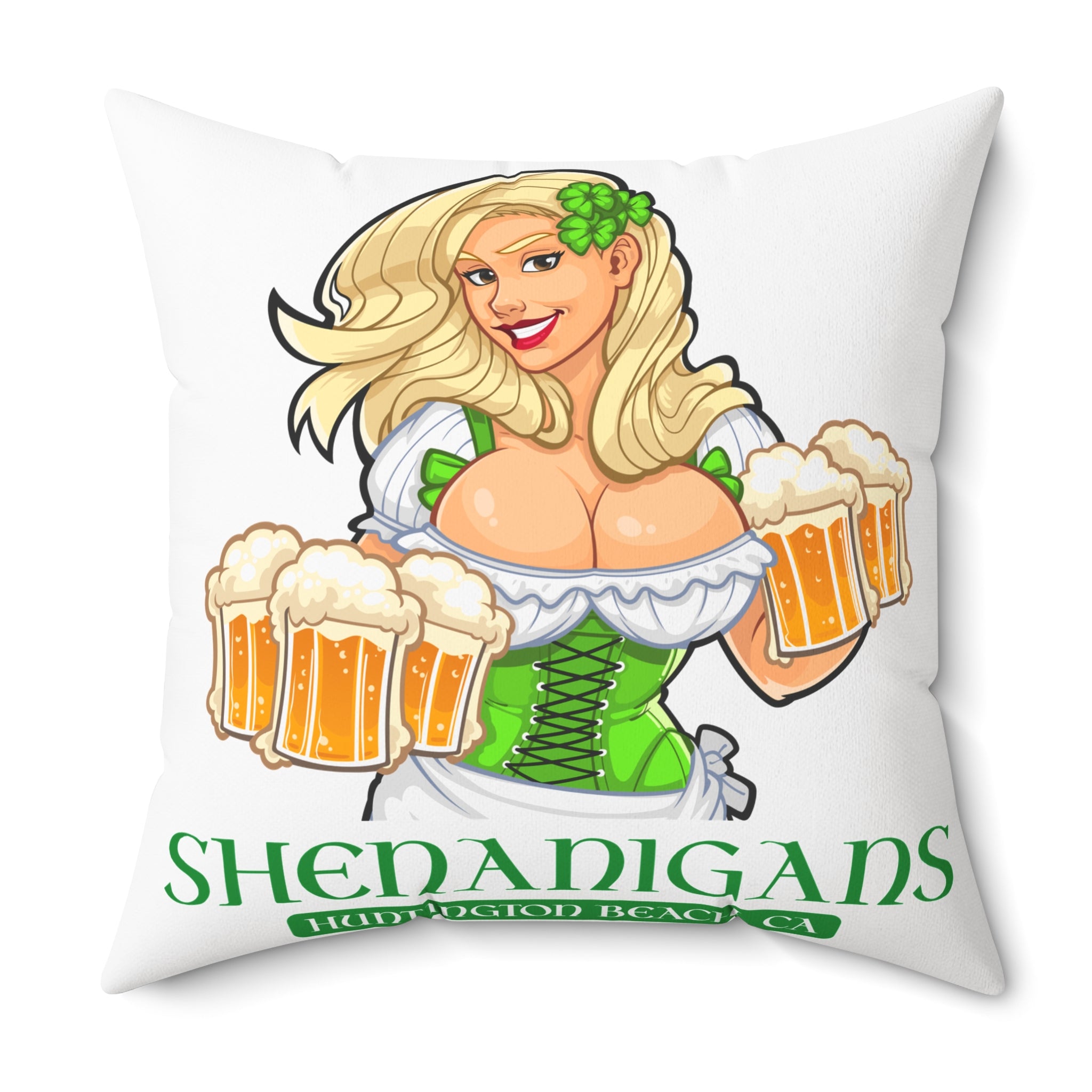Pinup Chauffeur Pillow — Shenanigans Logo Decorative Throw Pillow