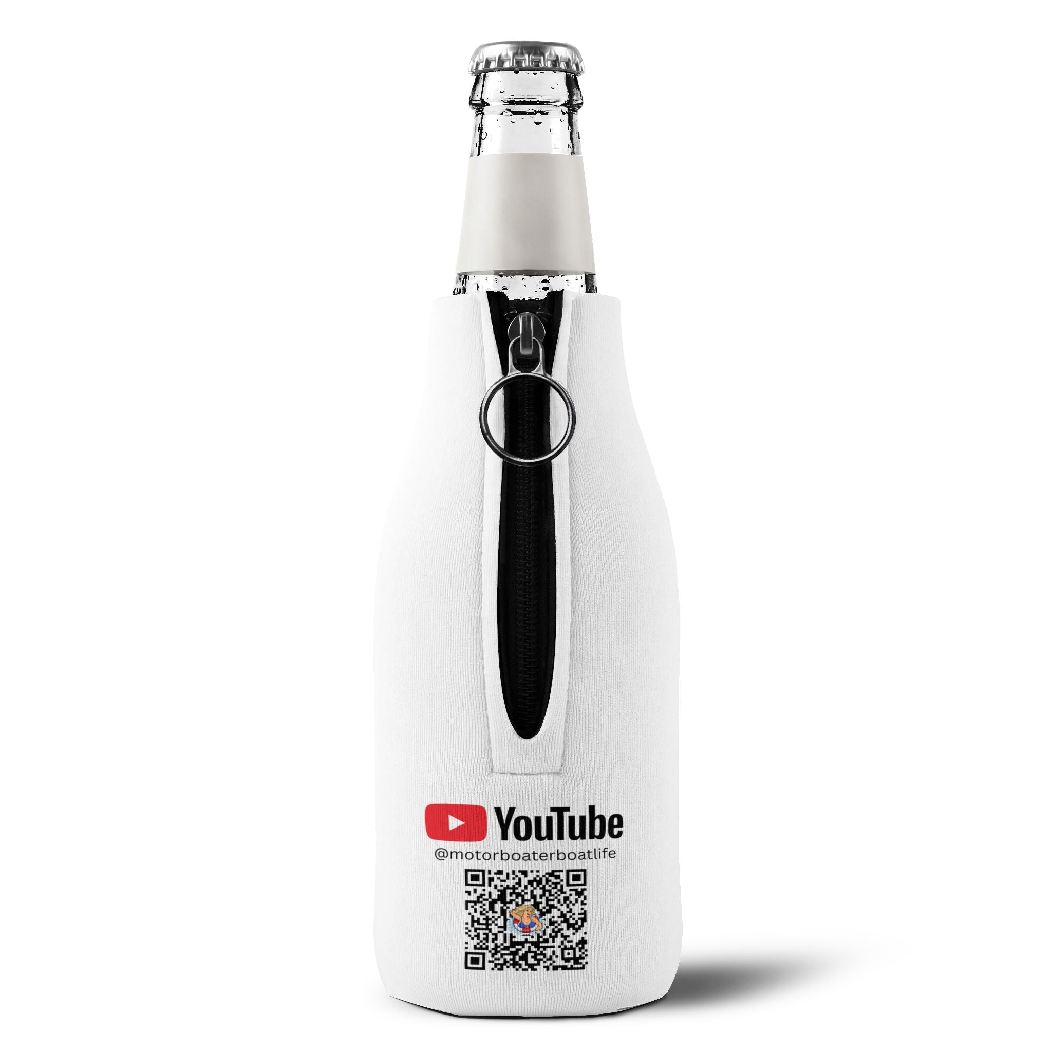 Motorboater Zip-Up Bottle Cooler Sleeve — Neoprene bottle Cooler with Logo
