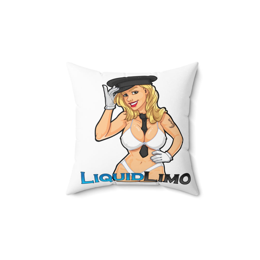Pinup Chauffeur Pillow — Liquid Limo Logo Decorative Throw Pillow