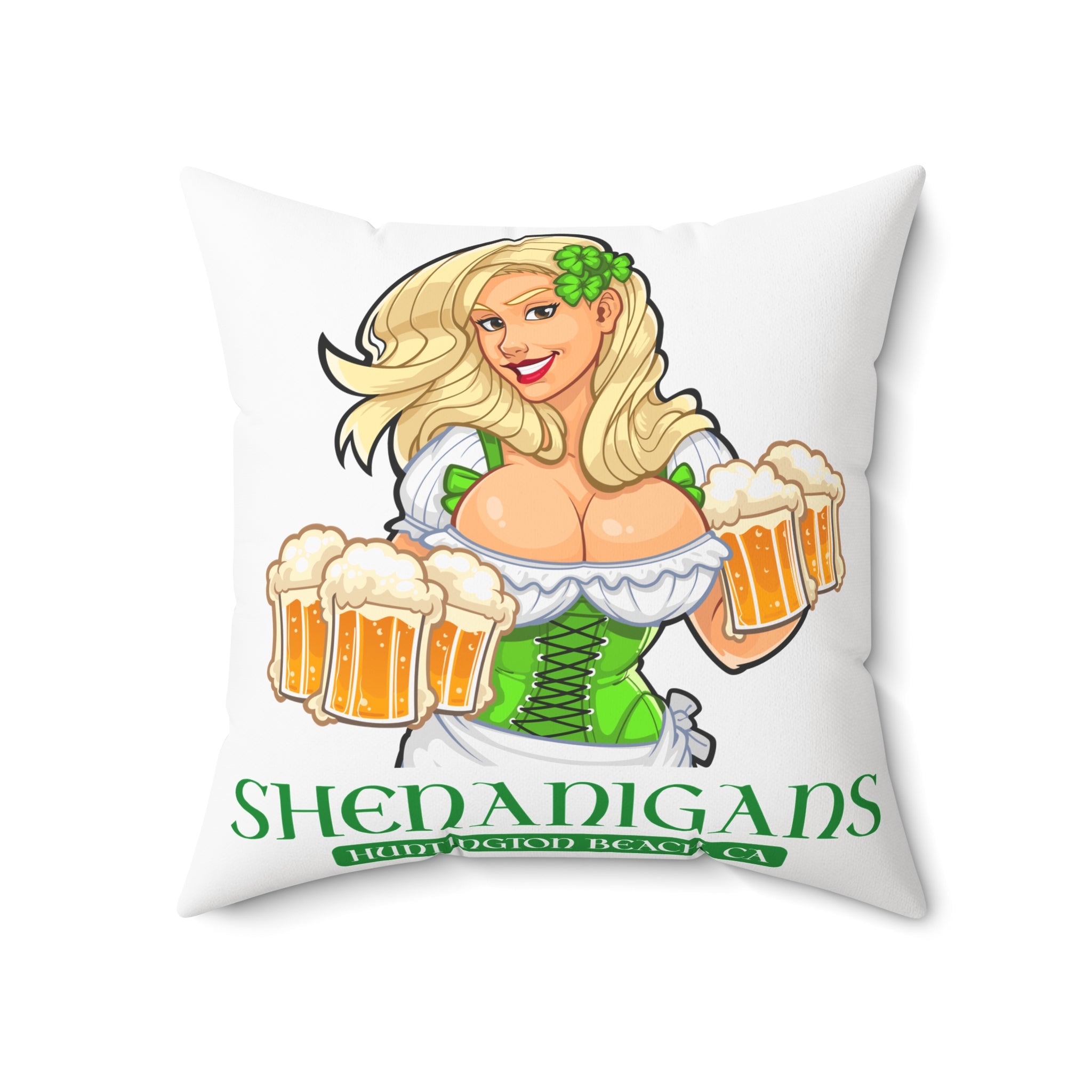 Pinup Chauffeur Pillow — Shenanigans Logo Decorative Throw Pillow