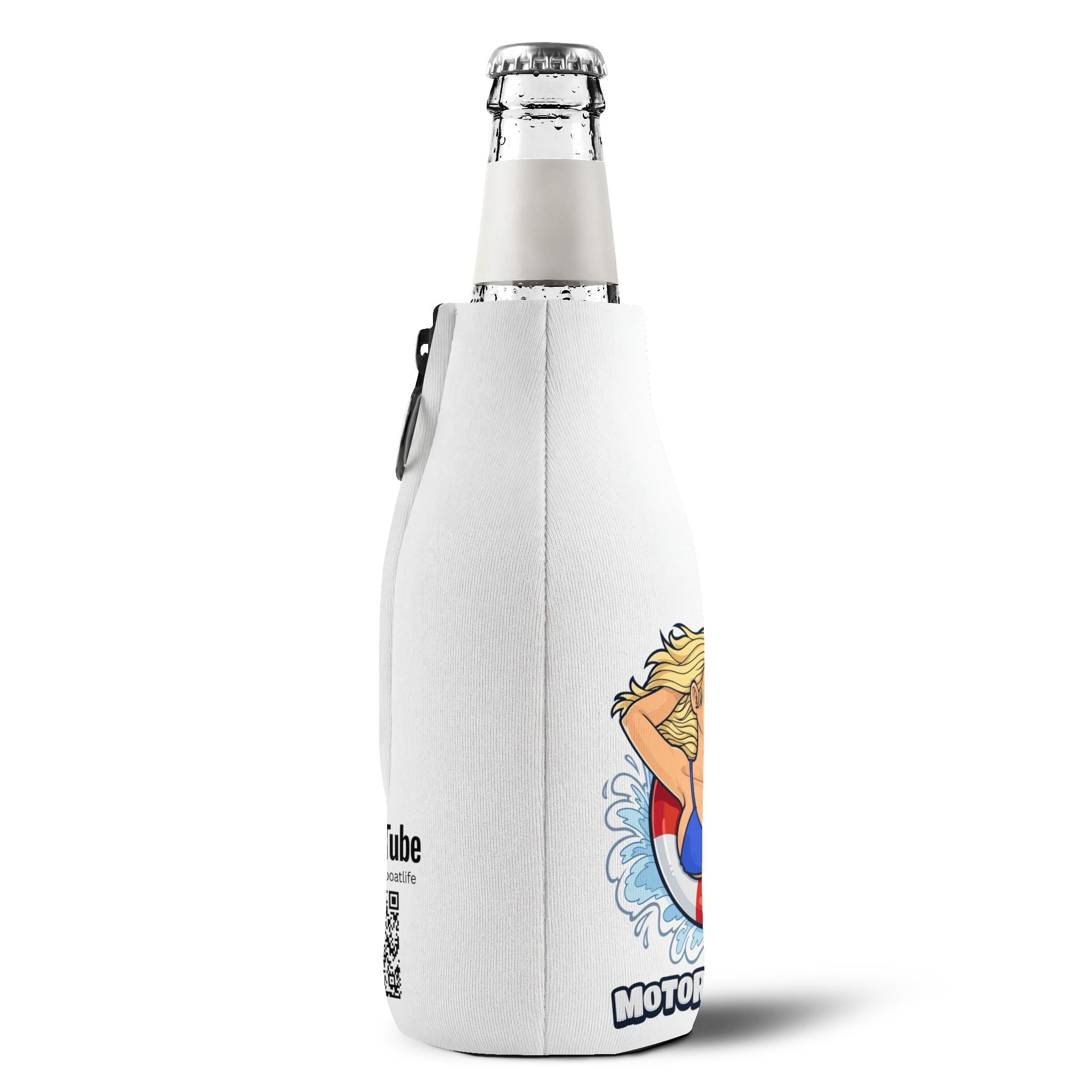 Motorboater Zip-Up Bottle Cooler Sleeve — Neoprene bottle Cooler with Logo