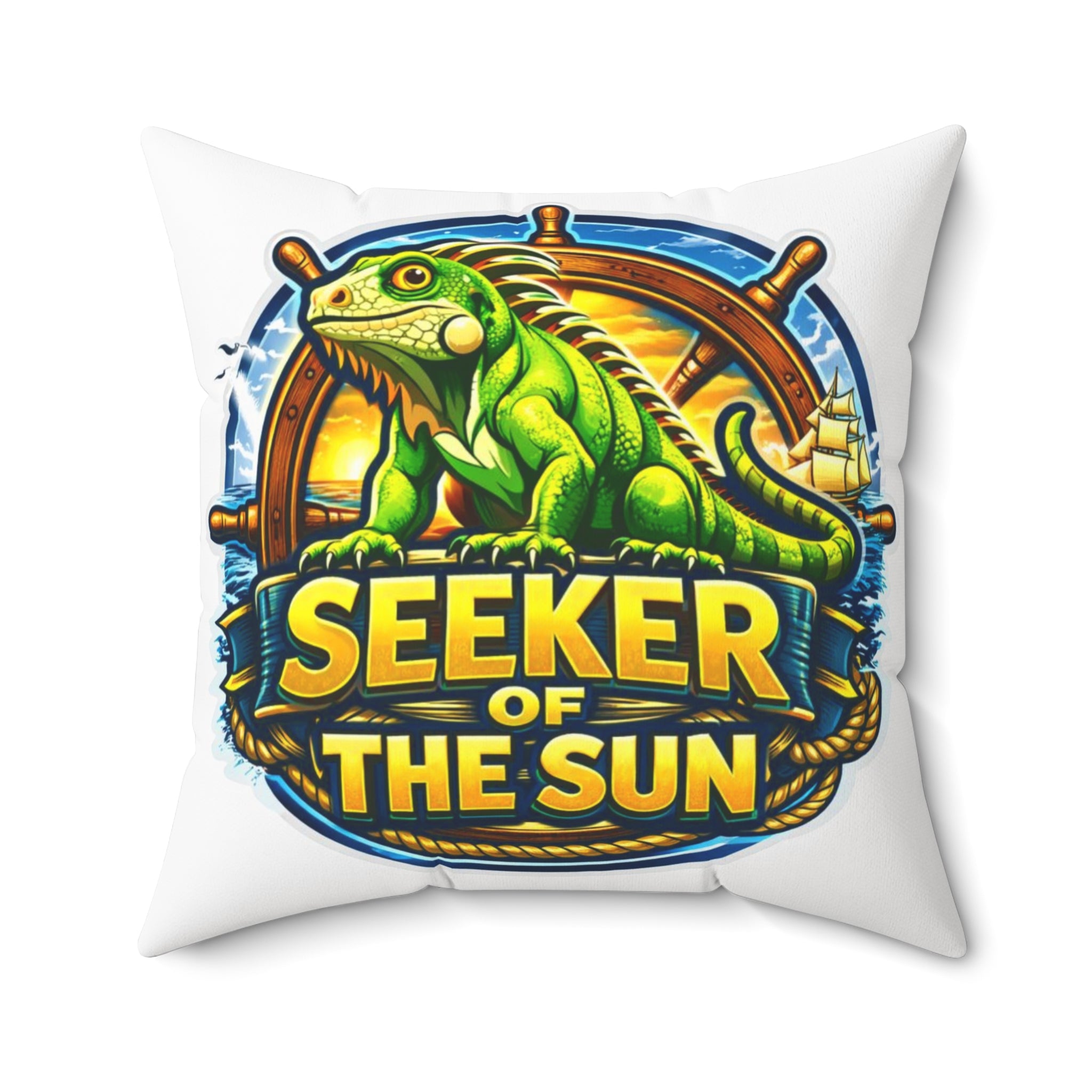 Pinup Chauffeur Pillow — Seeker of the Sun Logo Decorative Throw Pillow