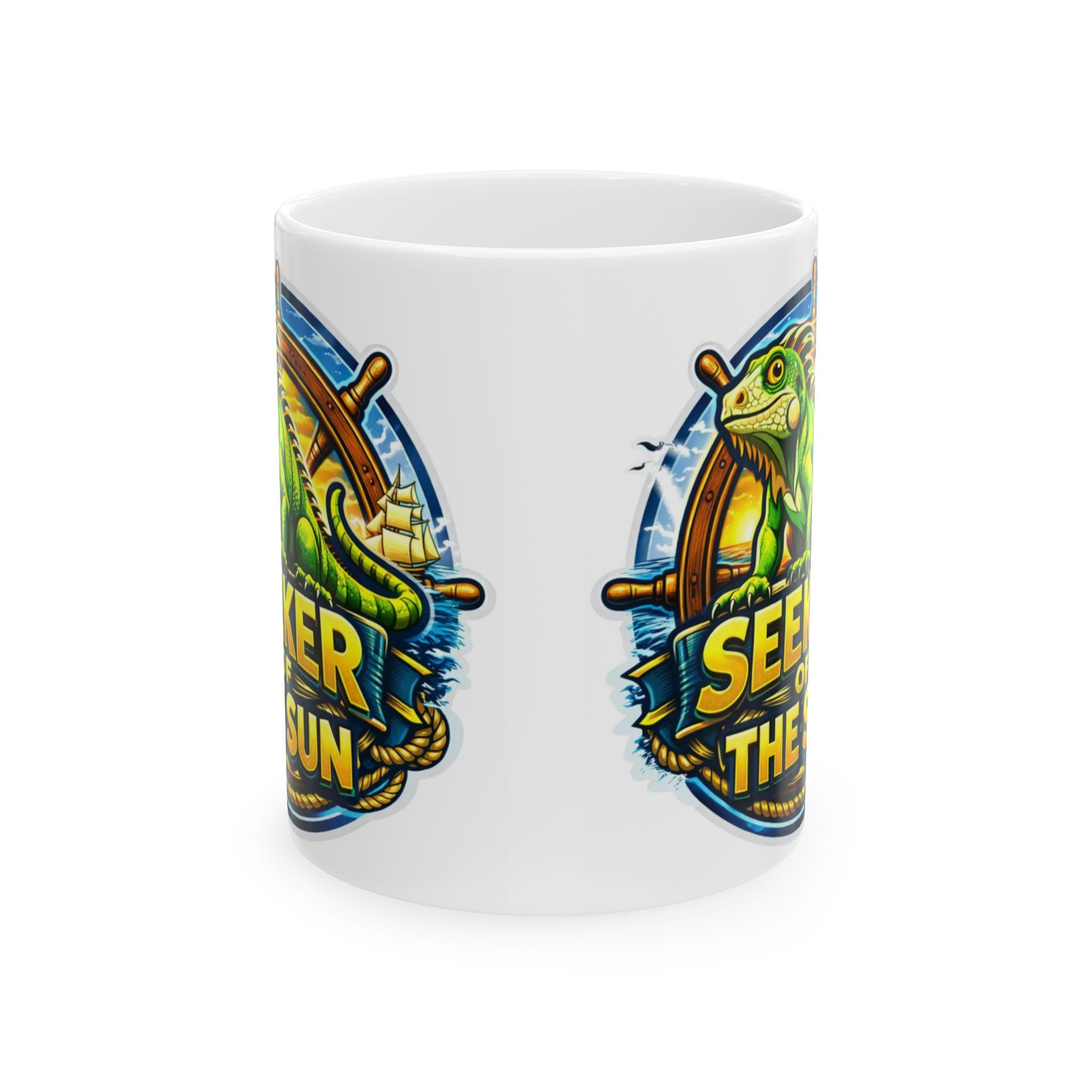 Chameleon Nautical Mug – "Seeker of the Sun" Ceramic Coffee Cup (11oz/15oz)