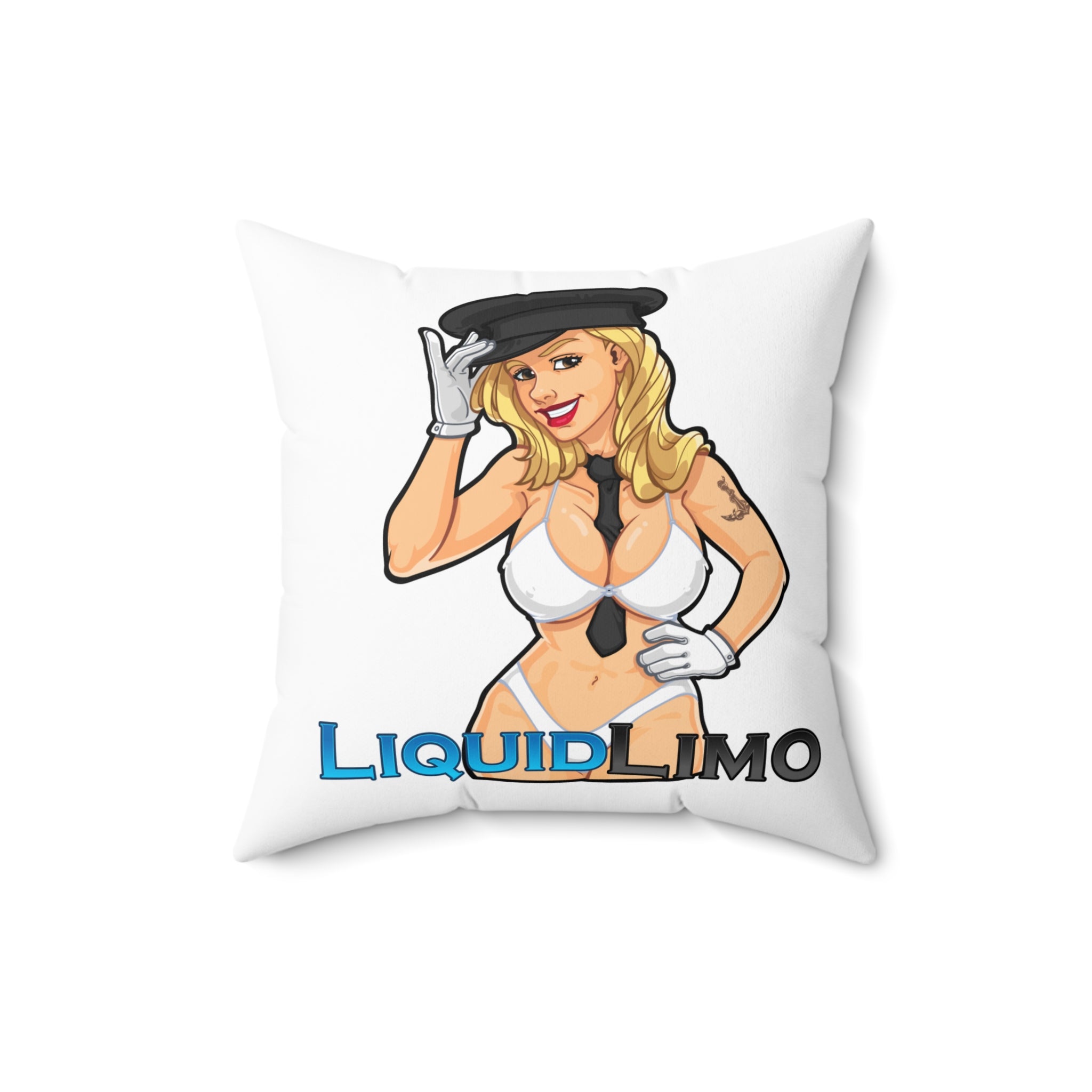 Pinup Chauffeur Pillow — Liquid Limo Logo Decorative Throw Pillow