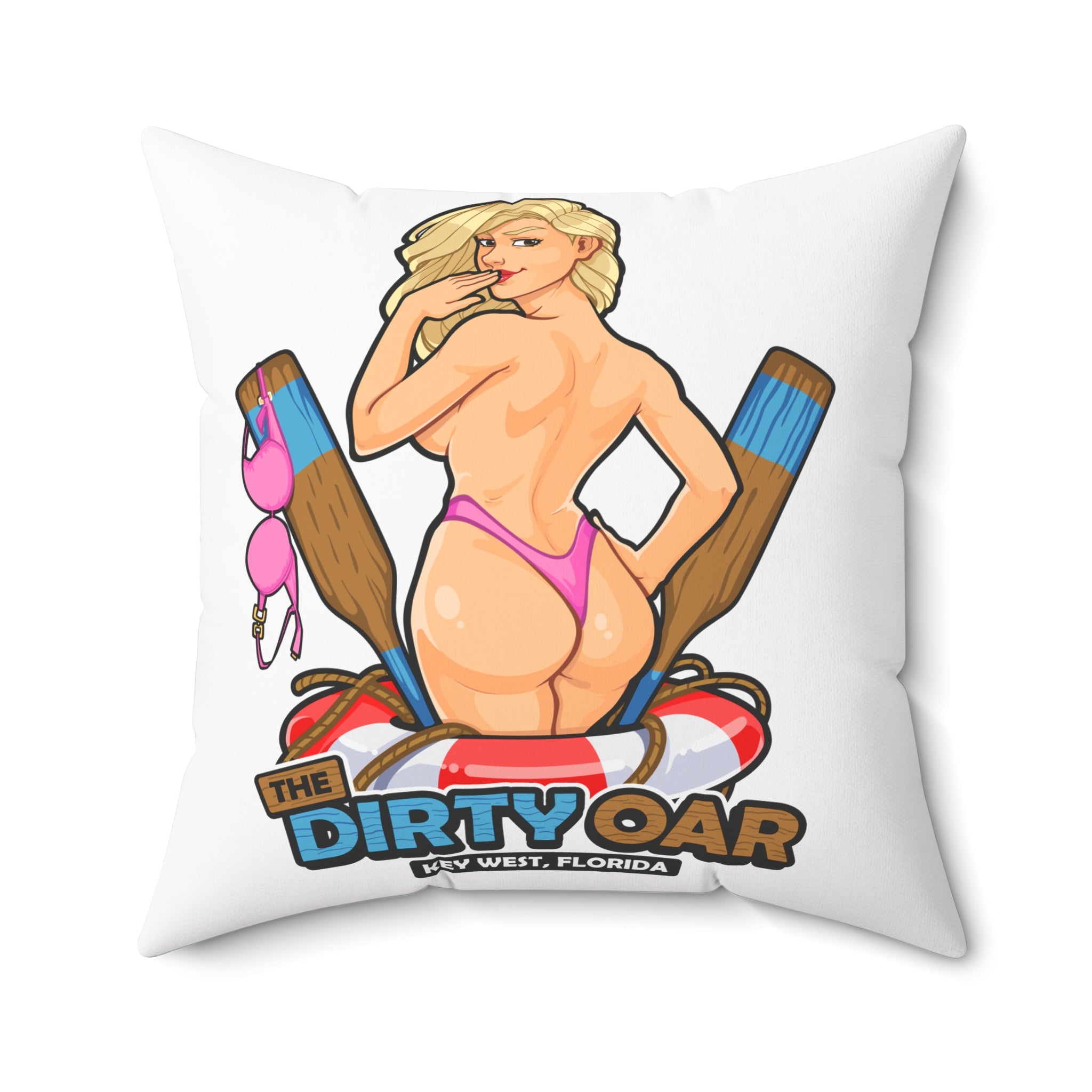 Pinup Chauffeur Pillow —The Dirty Oar Logo Decorative Throw Pillow