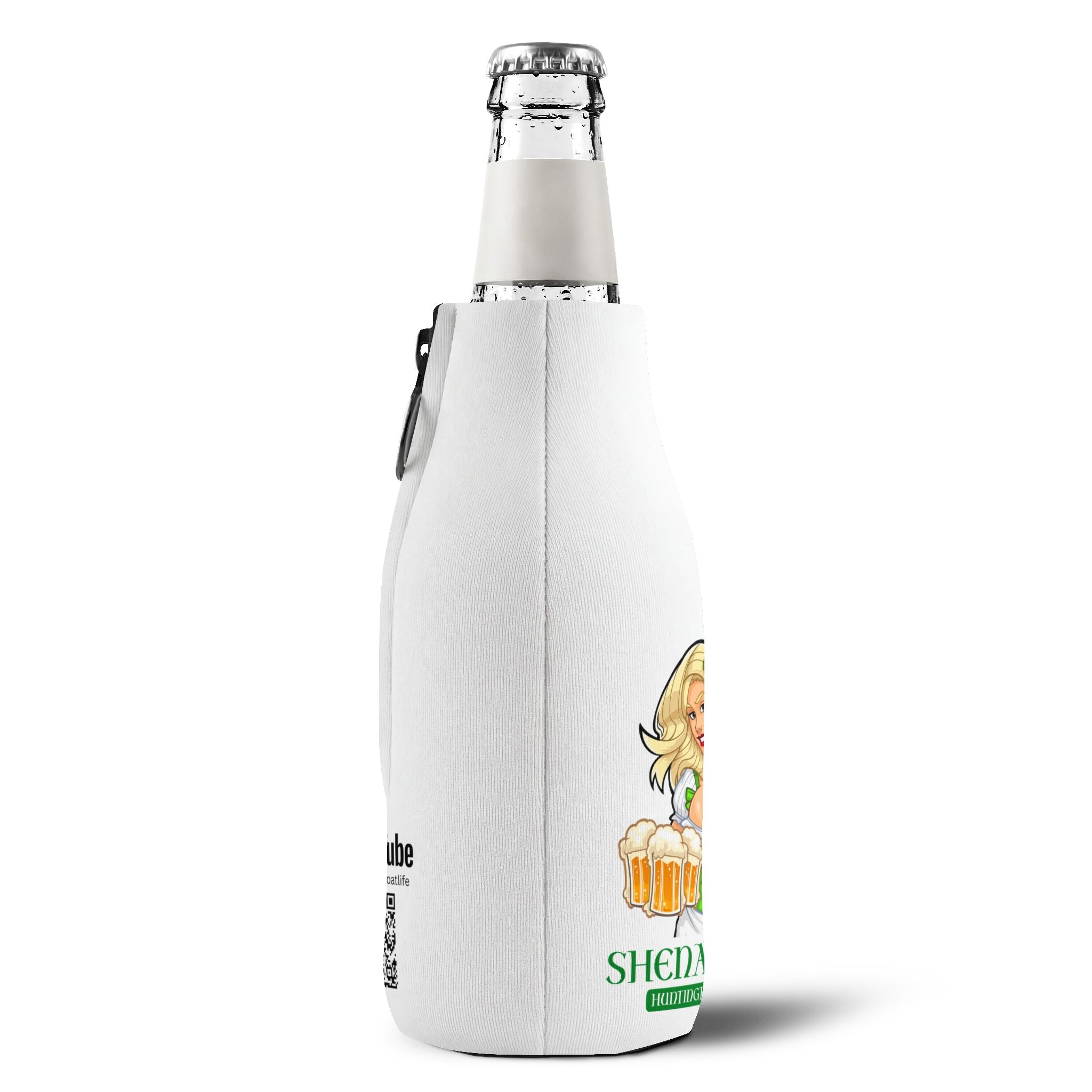 Shenanigans Zip-Up Bottle Cooler Sleeve — Neoprene Bottle Cooler with logo