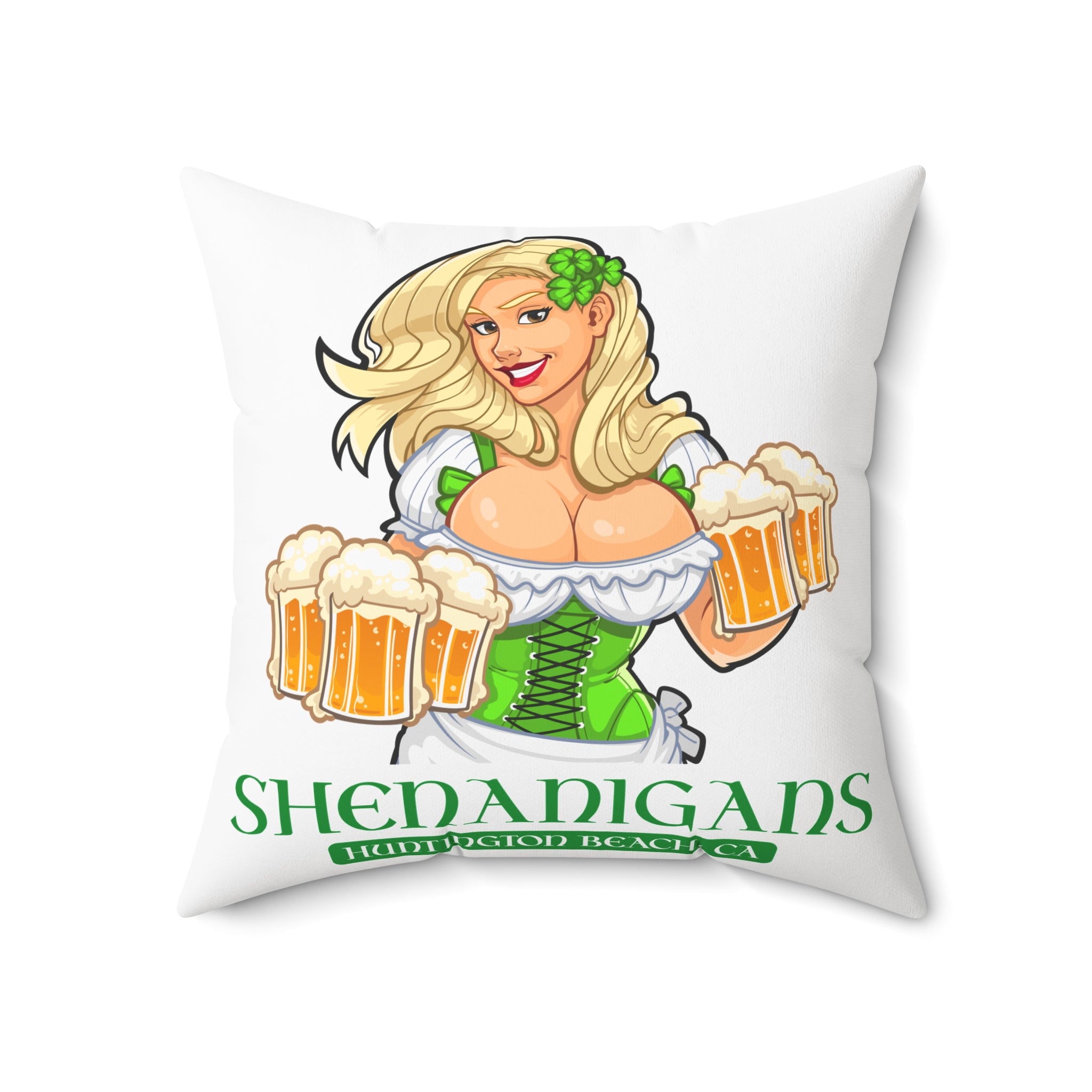 Pinup Chauffeur Pillow — Shenanigans Logo Decorative Throw Pillow
