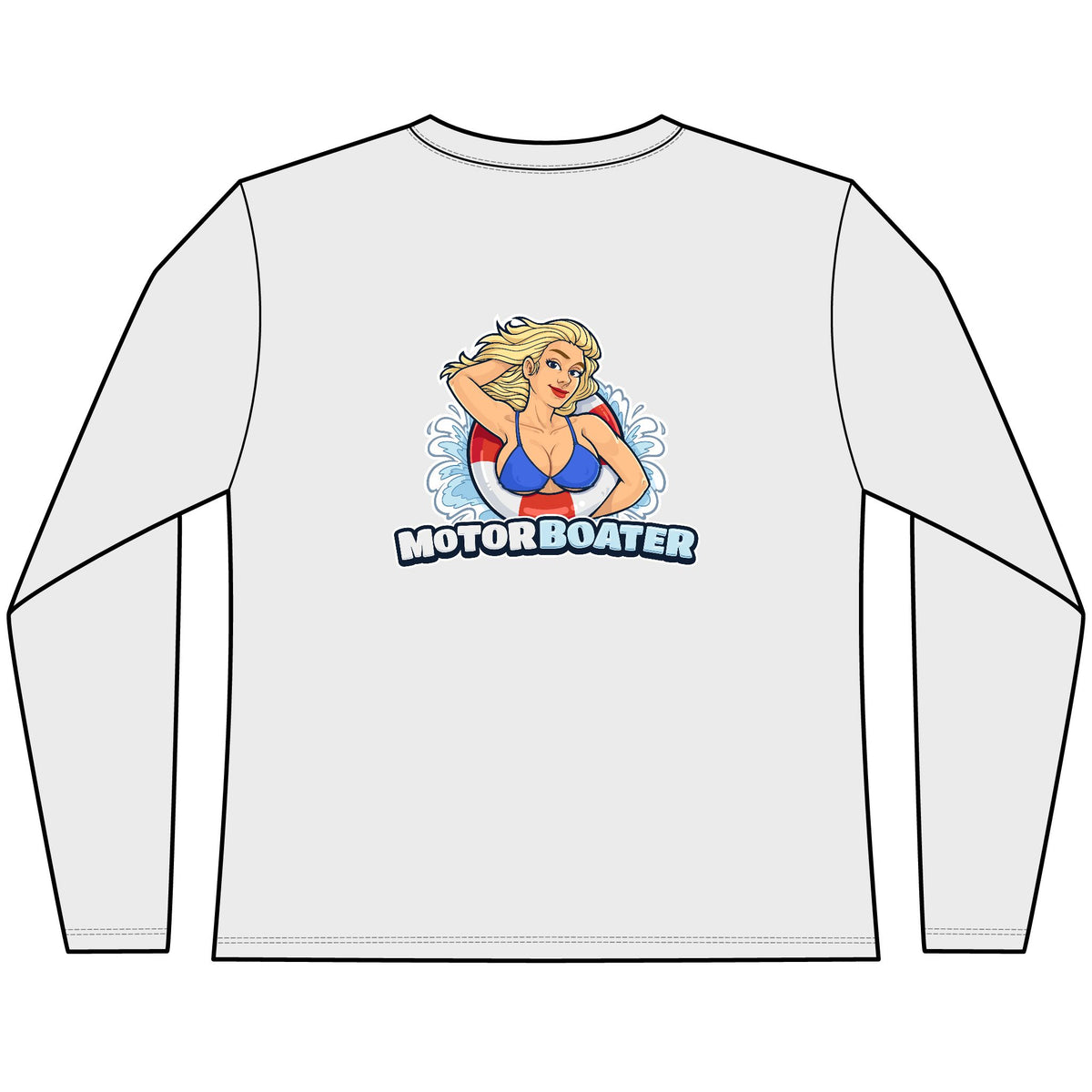 Motor Boater Women's Long Sleeve Tee — Nautical Pinup Boat Life Shirt