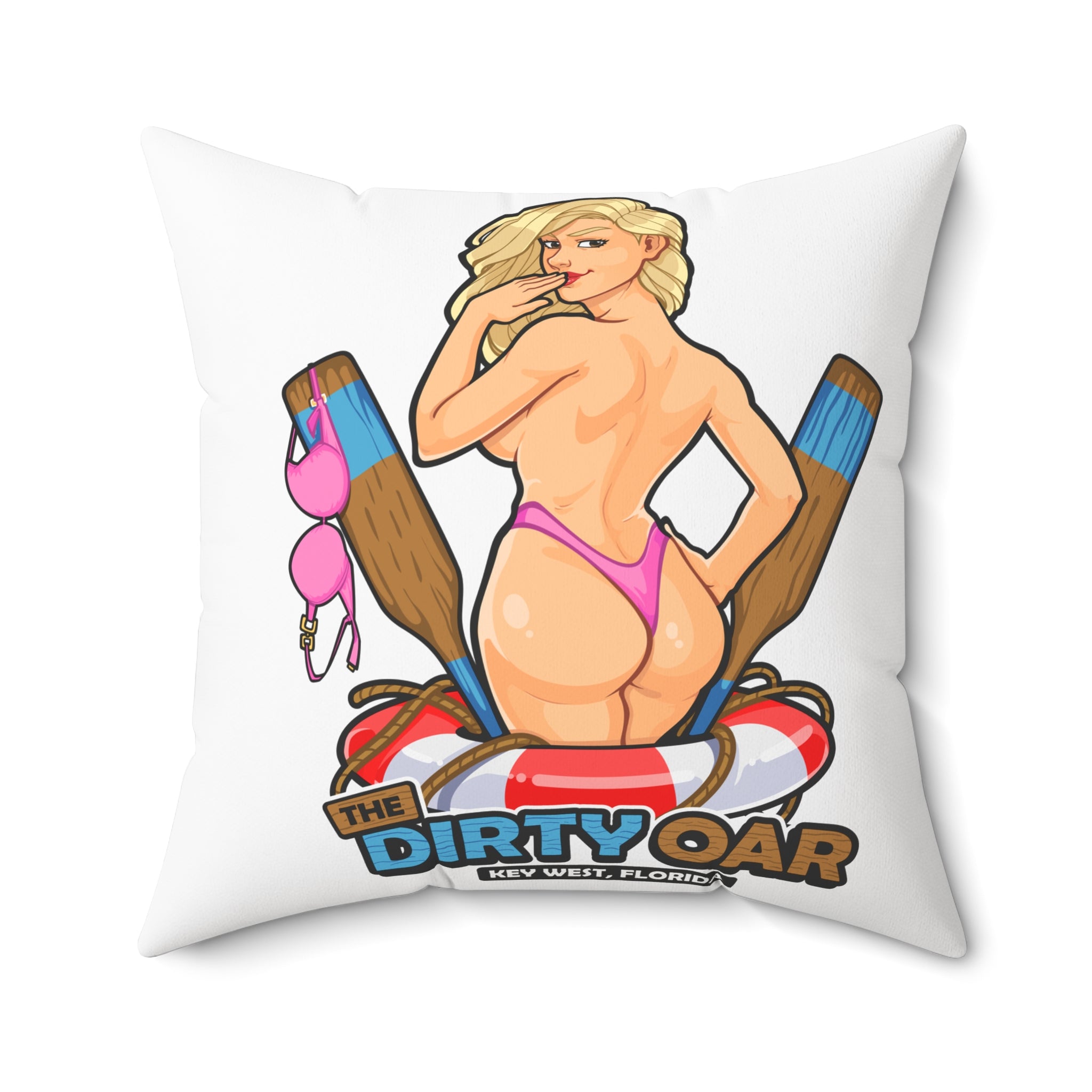Pinup Chauffeur Pillow —The Dirty Oar Logo Decorative Throw Pillow